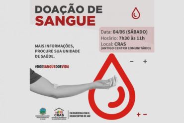 Amanhã tem doação de sangue no Cras de Taguaí 