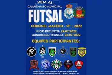 Vem aí o Campeonato Municipal de Futsal em Coronel Macedo