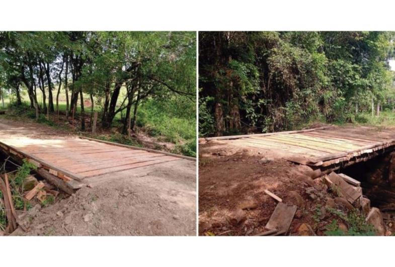 Prefeitura de Taguaí recupera pontes de madeira no bairro Morro Azul