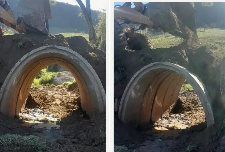 Tubos de concreto foram colocados para  facilitar a locomoção de animais