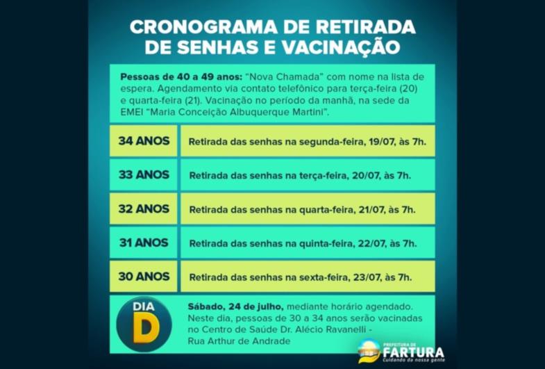 Saúde anuncia novas datas para vacinação contra a Covid-19