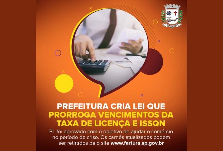 Prefeitura cria Lei que prorroga vencimentos da Taxa de Licença e ISSQN