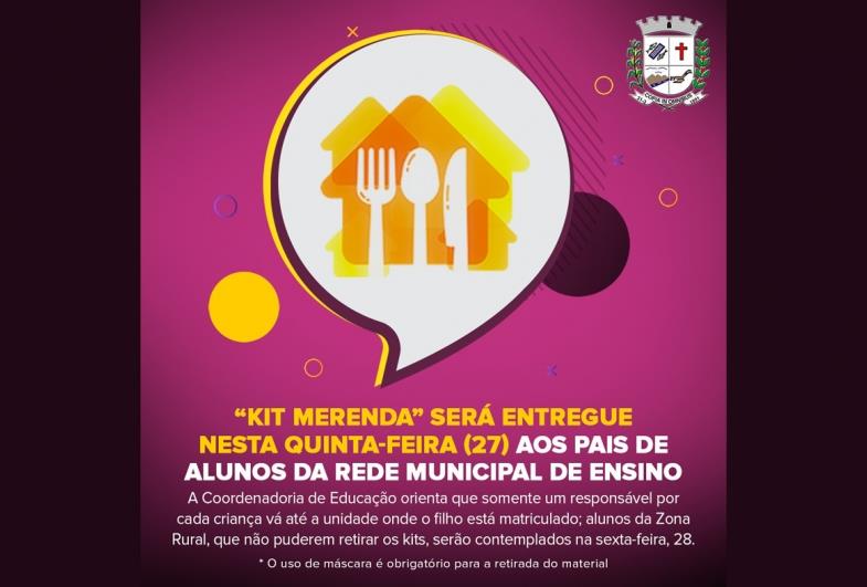 “Kit Merenda” será entregue nesta quinta-feira (27) aos pais de alunos da rede municipal de ensino