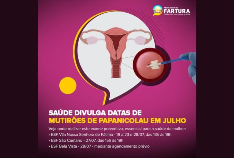 Saúde divulga datas de Mutirões de Papanicolau no mês de julho