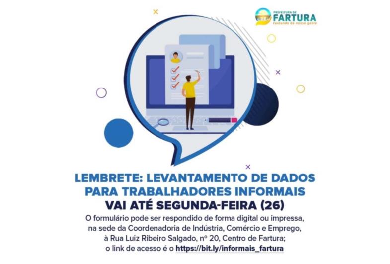 Lembrete: Levantamento de dados para trabalhadores informais vai até segunda-feira (26)