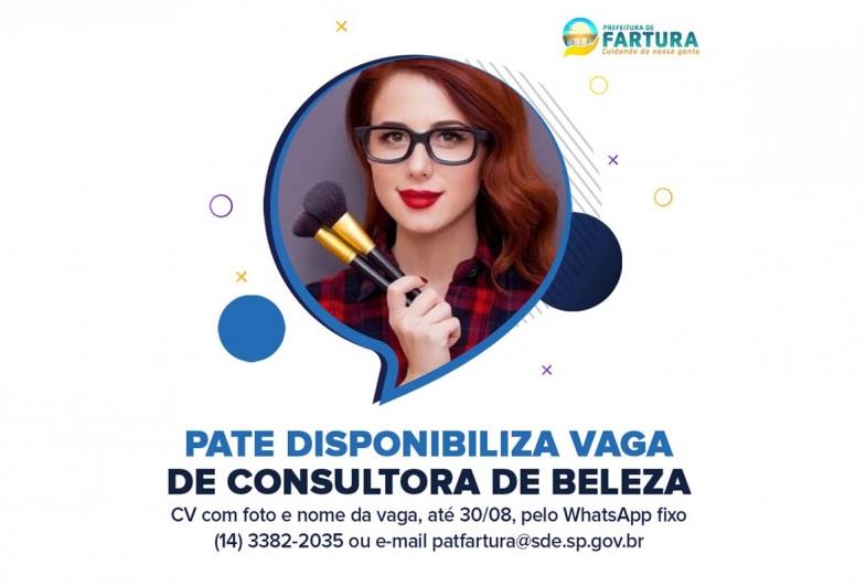 PATE disponibiliza vaga de Consultora de Beleza