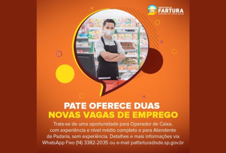 PATE oferece duas novas vagas de emprego