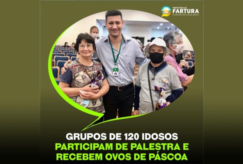 Grupos de 120 idosos participam de palestra e recebem ovos de Páscoa