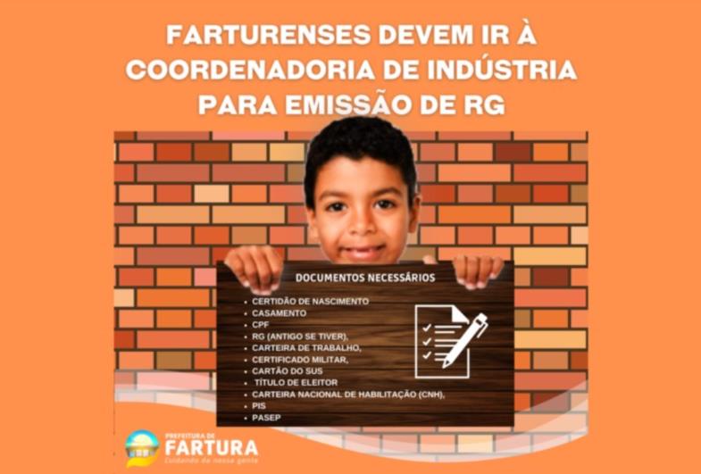 Farturenses devem ir à Coordenadoria de Indústria para emissão de RG