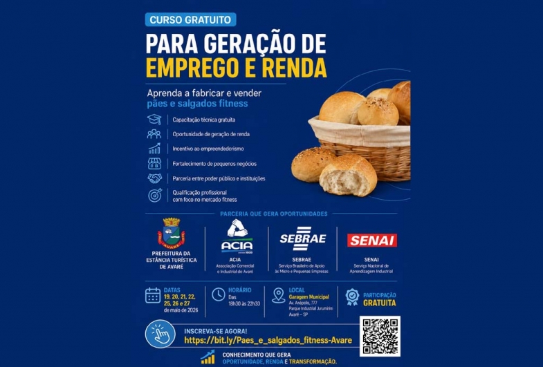 Curso gratuito fortalece geração de emprego e renda com capacitação em panificação fitness