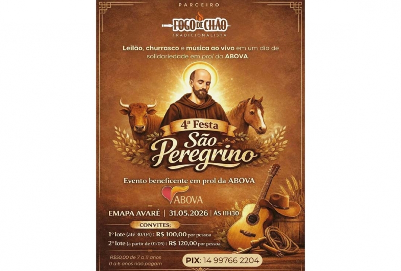 Últimos convites para a 4ª Festa São Peregrino: Avaré se mobiliza em prol da Abova