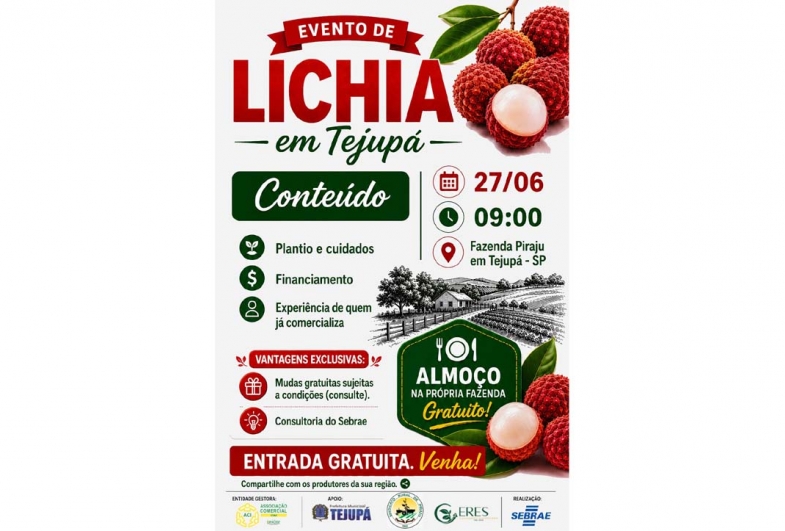 Tejupá recebe evento gratuito sobre cultivo e comercialização de lichia com apoio do Sebrae