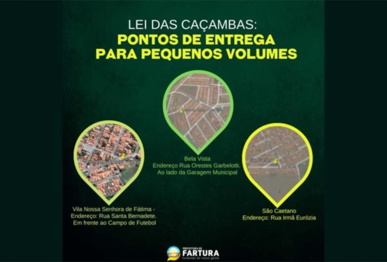 Lei das Caçambas: Prefeitura disponibilizará três pontos de entrega para pequenos volumes