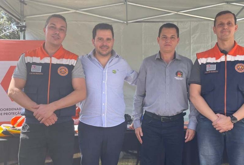 Coordenadores da Defesa Civil do Estado, prefeito  Diego do Nino e o coordenador municipal da  Defesa Civil Wilsinho Loureiro