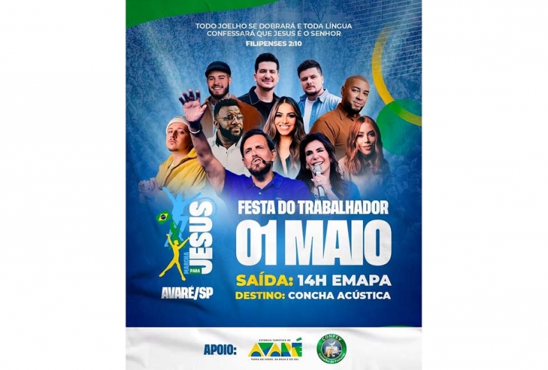 Avaré se prepara para receber fiéis na Marcha para Jesus durante o feriado de 1º de maio