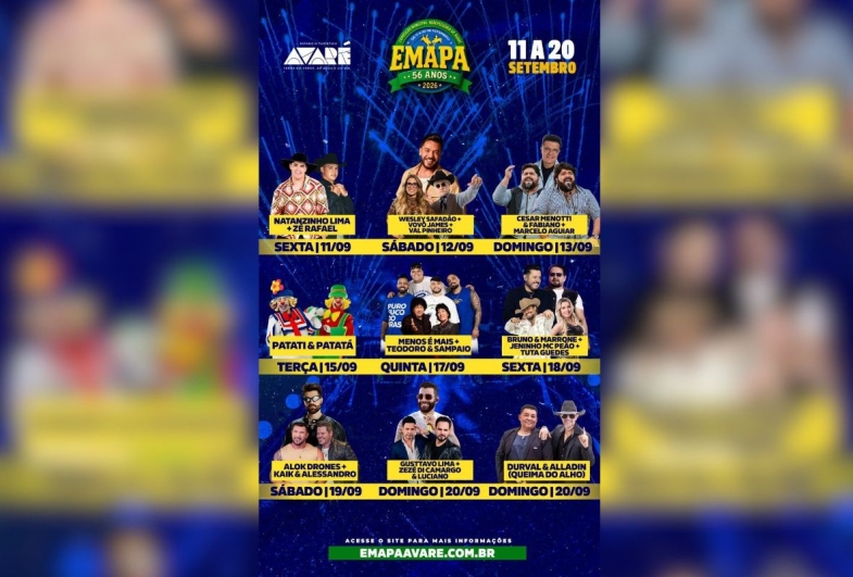 Confira a programação completa da 56ª Emapa, que acontece de 11 a 20 de setembro