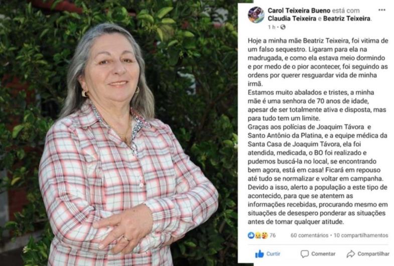 Candidata à vice-prefeita Beatriz é vítima de golpe do “falso sequestro”