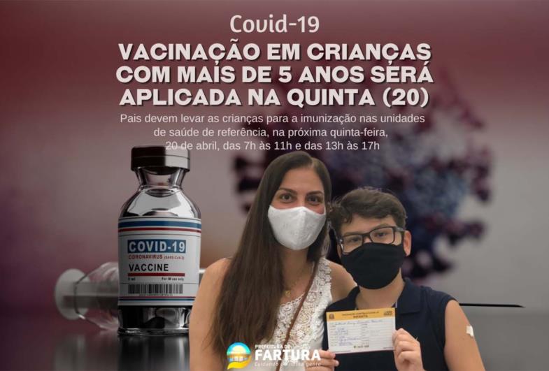 Covid: Vacinação em crianças com mais de 5 anos será aplicada na quinta (20)