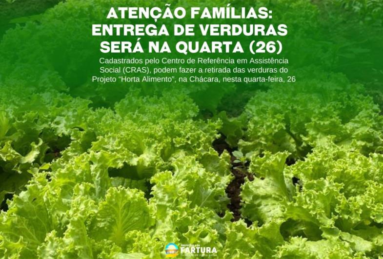 Atenção famílias: entrega de verduras na quarta-feira (26)
