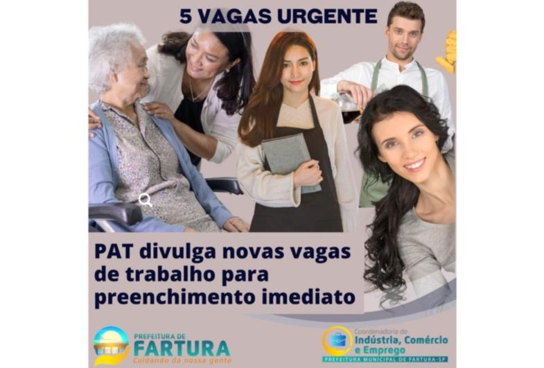 Urgente: PAT divulga novas vagas de trabalho para preenchimento imediato