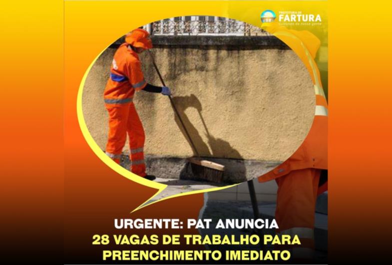 PAT anuncia 28 vagas de trabalho para preenchimento imediato