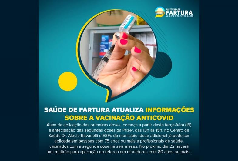 Saúde de Fartura atualiza informações sobre a vacinação antiCovid