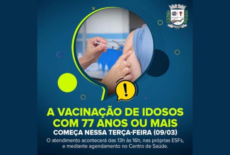 Começa nessa terça-feira a vacinação em idosos de 77 a 79 anos, em Fartura