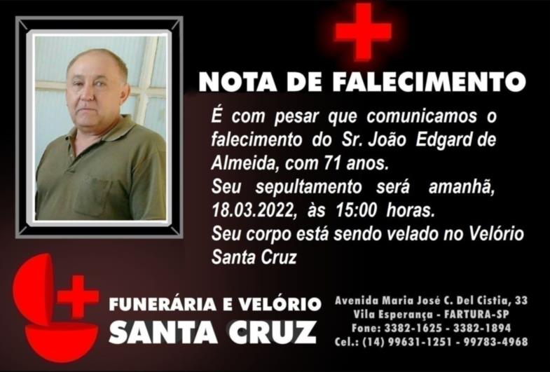 Farturense João Edgard de Almeida morre aos 71 anos de idade