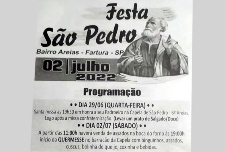 Vem aí a tradicional “Festa das Areias” em Fartura