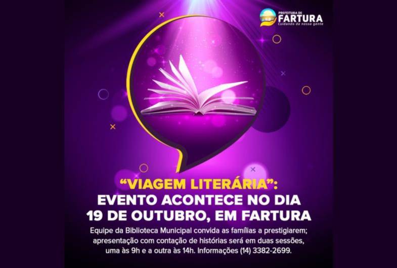 “Viagem Literária”: evento acontece no dia 19 de outubro, em Fartura