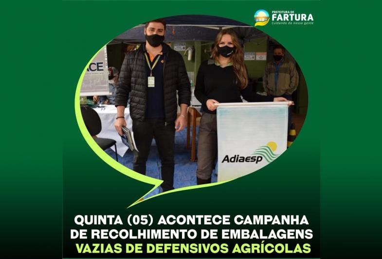 Atenção produtores: quinta-feira (05) será realizada Campanha de Recolhimento de Embalagens Vazias de Defensivos Agrícolas