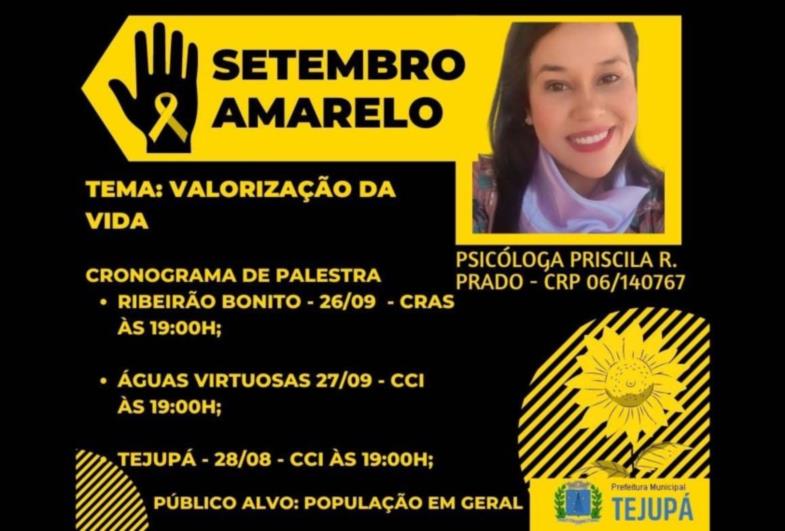 Ciclo de palestras ressalta campanha do “Setembro Amarelo” em Tejupá