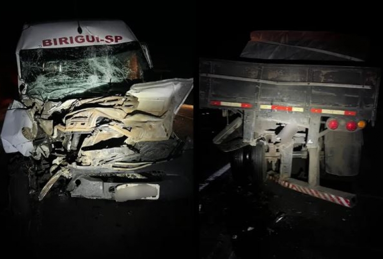 Van com 15 pacientes que voltava da capital ao interior de SP bate na traseira de caminhão em rodovia