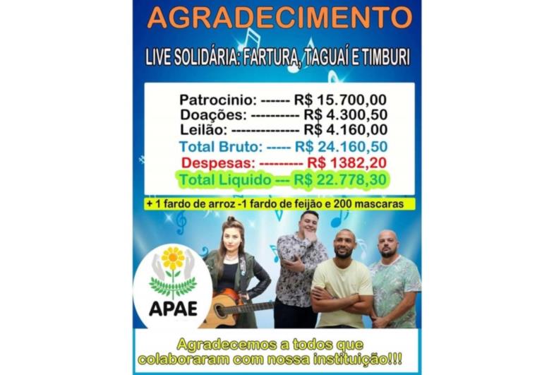 Live solidária da Apae arrecada mais de R$ 20 mil