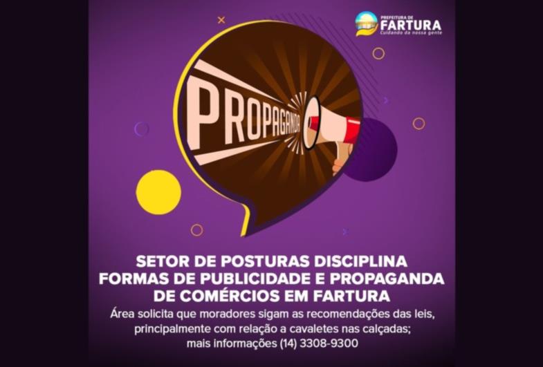 Setor de Posturas disciplina formas de publicidade e propaganda de comércios em Fartura