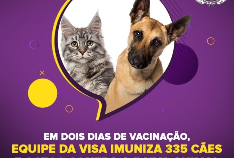 Em dois dias de vacinação, equipe da VISA imuniza 335 cães e gatos contra a Raiva Animal