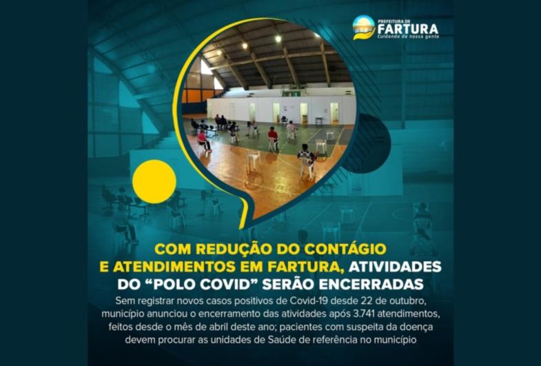 Com redução do contágio e atendimentos em Fartura, atividades do “Polo Covid” serão encerradas