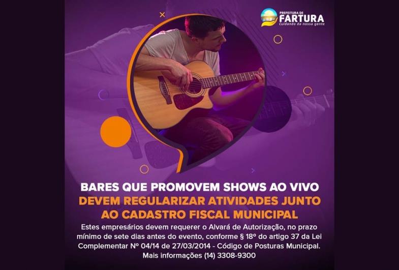 Bares que promovem shows ao vivo devem regularizar atividades junto ao Cadastro Fiscal Municipal