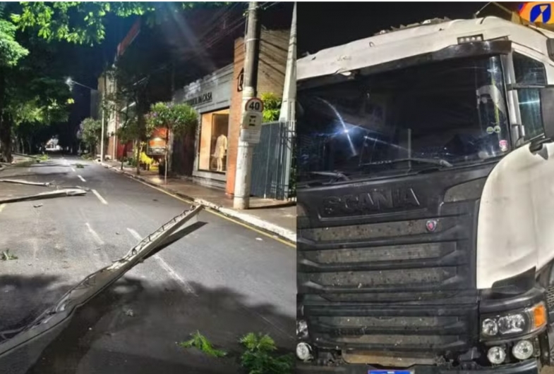 Caminhoneiro é detido após dirigir embriagado e derrubar portão e tendas montadas para missa em Ourinhos