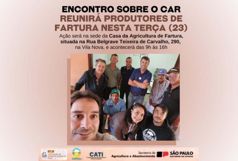 Encontro sobre o Cadastro Ambiental Rural reunirá produtores de Fartura