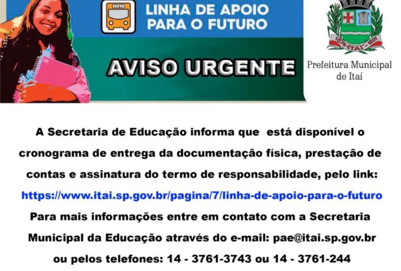 Aviso Urgente |  Prefeitura Municipal de Itaí 