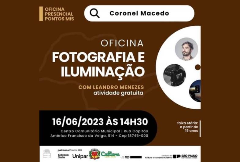 Coronel Macedo recebe oficina de Fotografia e Iluminação 