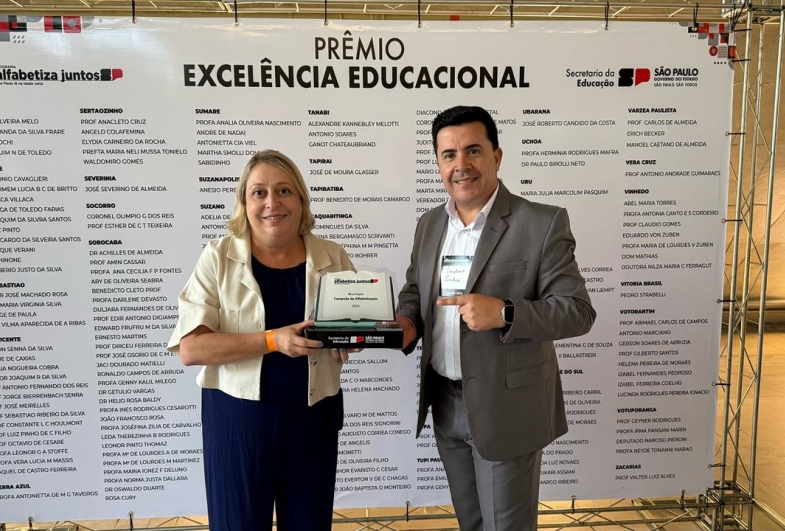 Secretaria Gilmara e o prefeito Cristiano Amorim