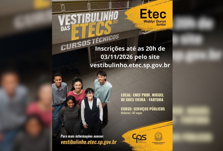 Etec abre inscrições para curso técnico gratuito em Fartura