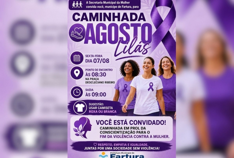 Fartura promove caminhada pelo fim da violência contra a mulher no Agosto Lilás