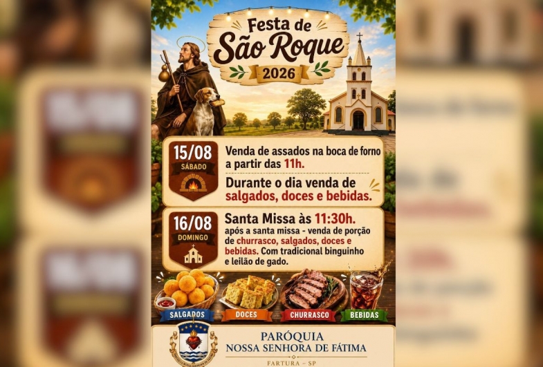 Festa de São Roque reúne comunidade em Fartura neste fim de semana