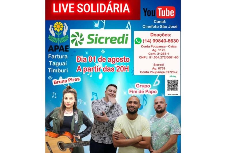 Neste sábado tem “Live Solidária” em prol Apae de Fartura