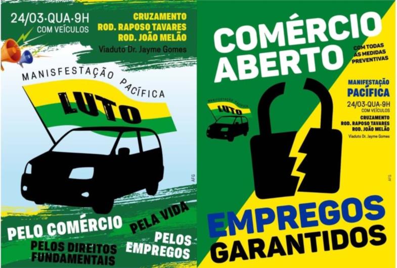 Manifestação pela abertura dos comércios “não essenciais” da região acontece nesta quarta-feira