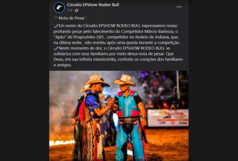 Peão morre após cair durante prova em rodeio e ser atingido por touro, em Indiana