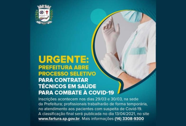 Prefeitura busca contratação de técnicos para combate à covid-19